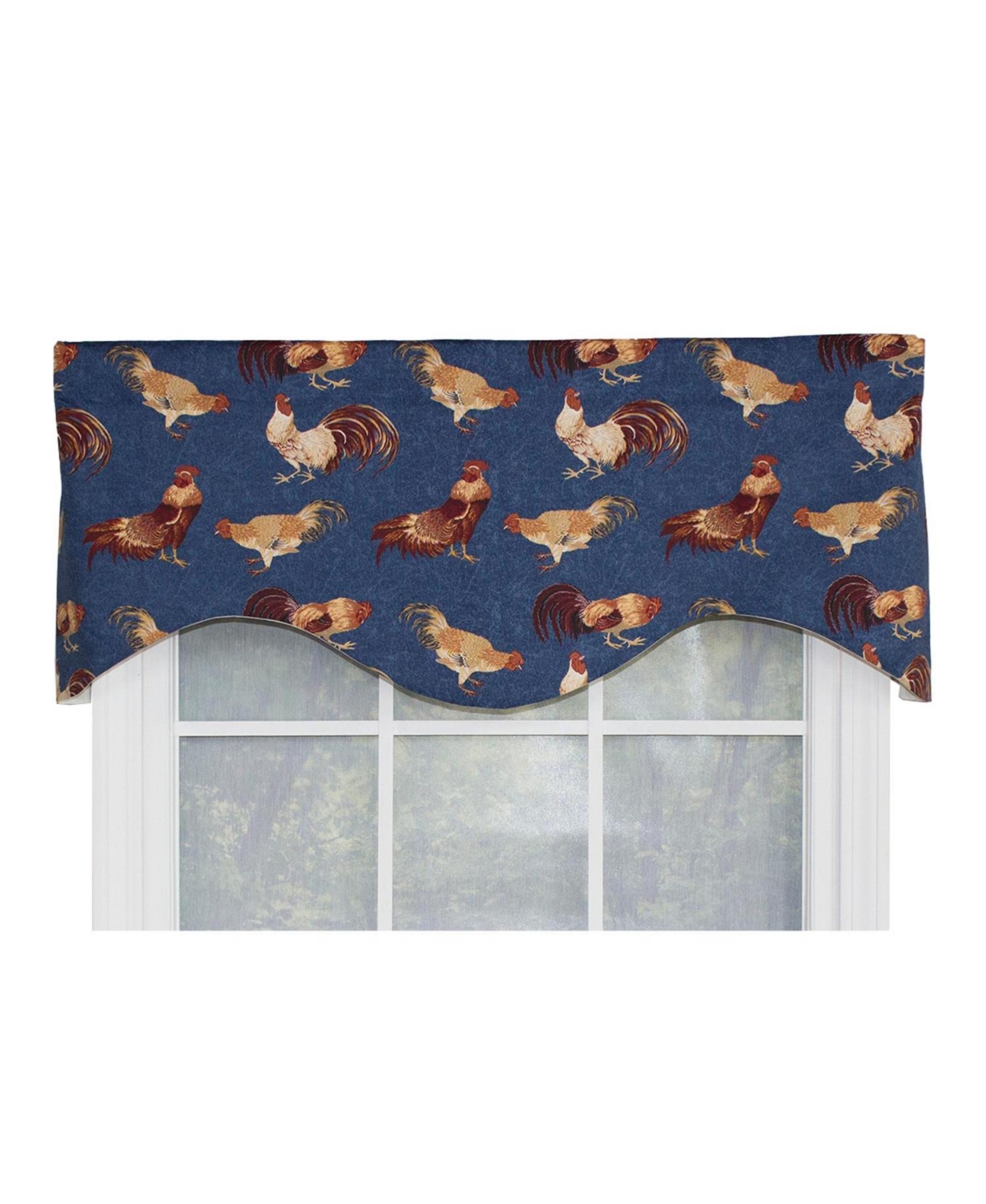 Rlf Home Rise N Shine Cornice 100% Cotton with Fully Lined 3" Rod Pocket Valnance for Windows 50" x 17" Denim
