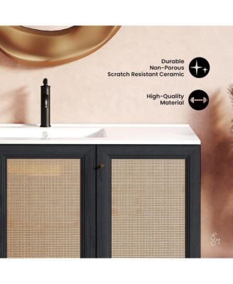 Classe 48" Wall-Mounted Bathroom Vanity in Black Oak