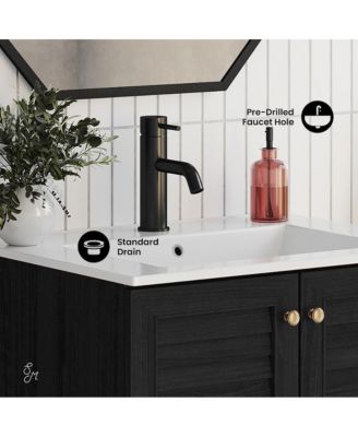 Bron 24" Freestanding Bathroom Vanity in Black Oak with Sink Top