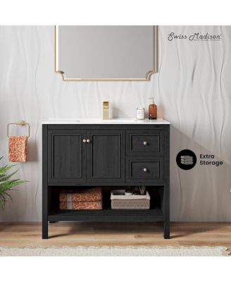 Chateau 36" Freestanding Bathroom Vanity in Black Oak with Sink Top