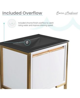 Marseille 24 in. White Bathroom Vanity With Black Ceramic Sink Top