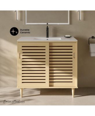 Delice 36" Freestanding Bathroom Vanity in Natural Oak with Sink Top