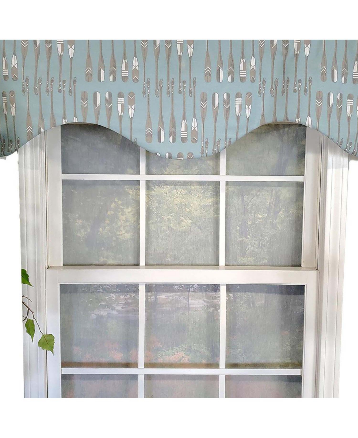 Rlf Home Paddle Away Cornice 100% Cotton with Fully Lined 3" Rod Pocket Valnance for Windows 50" x 17" Spa