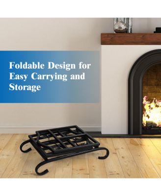 Foldable Firewood Log Rack Steel Wood Storage Holder