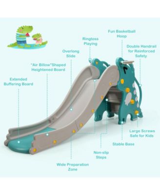 4-in-1 Kids Climber Slide Play Set with Basketball Hoop