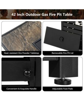 42 Inch 50000 BTU Propane Fire Pit Table with Ore Powder Surface