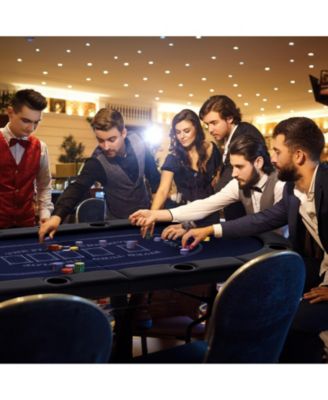 72 Inch Foldable Poker Table for 8 Players Portable Oval Card Board Game Table