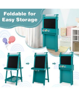 3-in-1 Double-sided Art Easel with Chalkboard and Magnetic Whiteboard