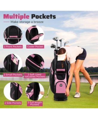 Molded Lock Top Golf Cart Bag with 14-Way Full Length Dividers and 11 Pockets