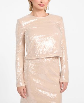 GUESS - Women's Lavinia Sequin Long-Sleeve Top