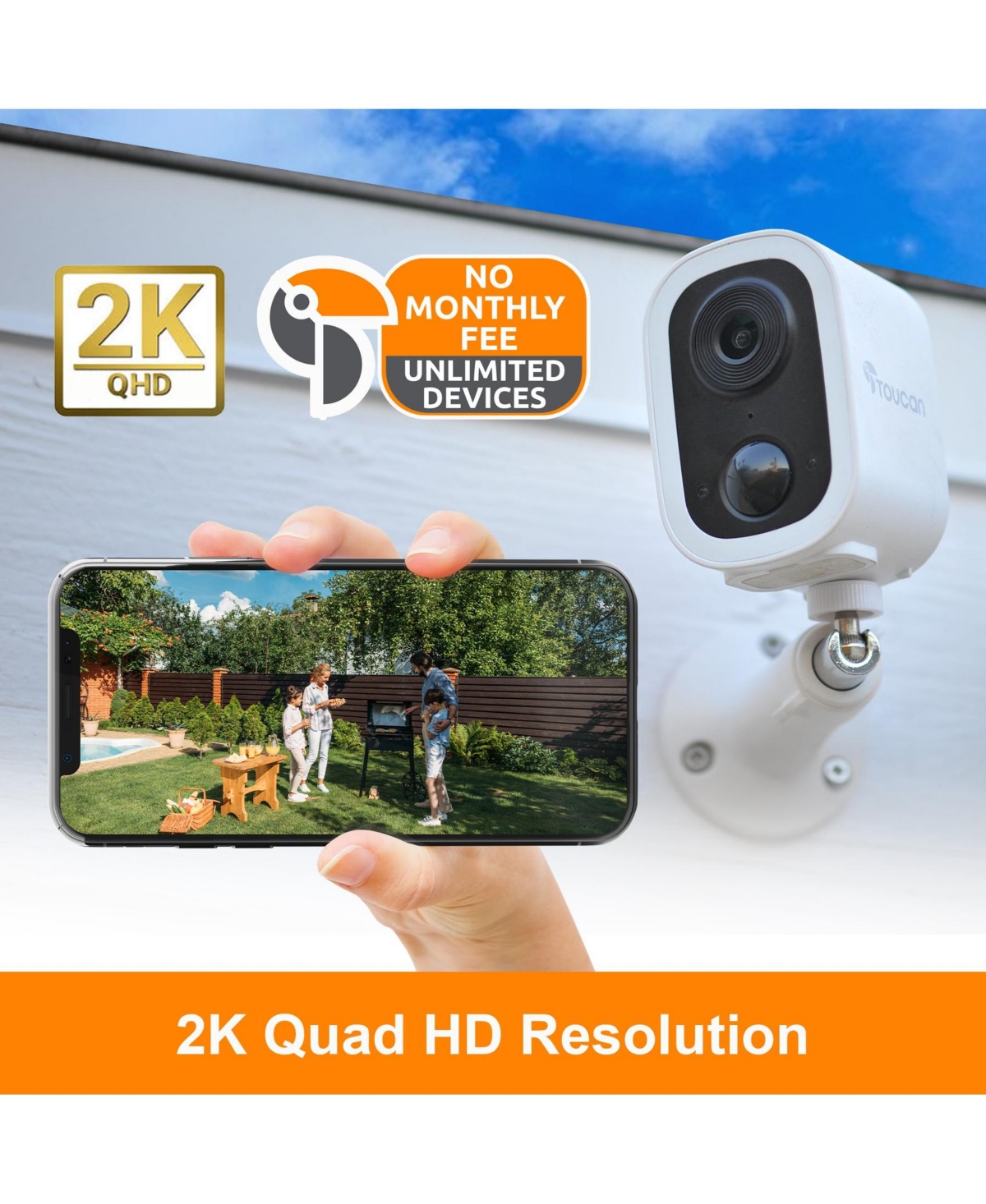 Toucan Wireless Security Camera S4 3-Pack and Wireless Video Doorbell V3 Bundle No Subscription Required