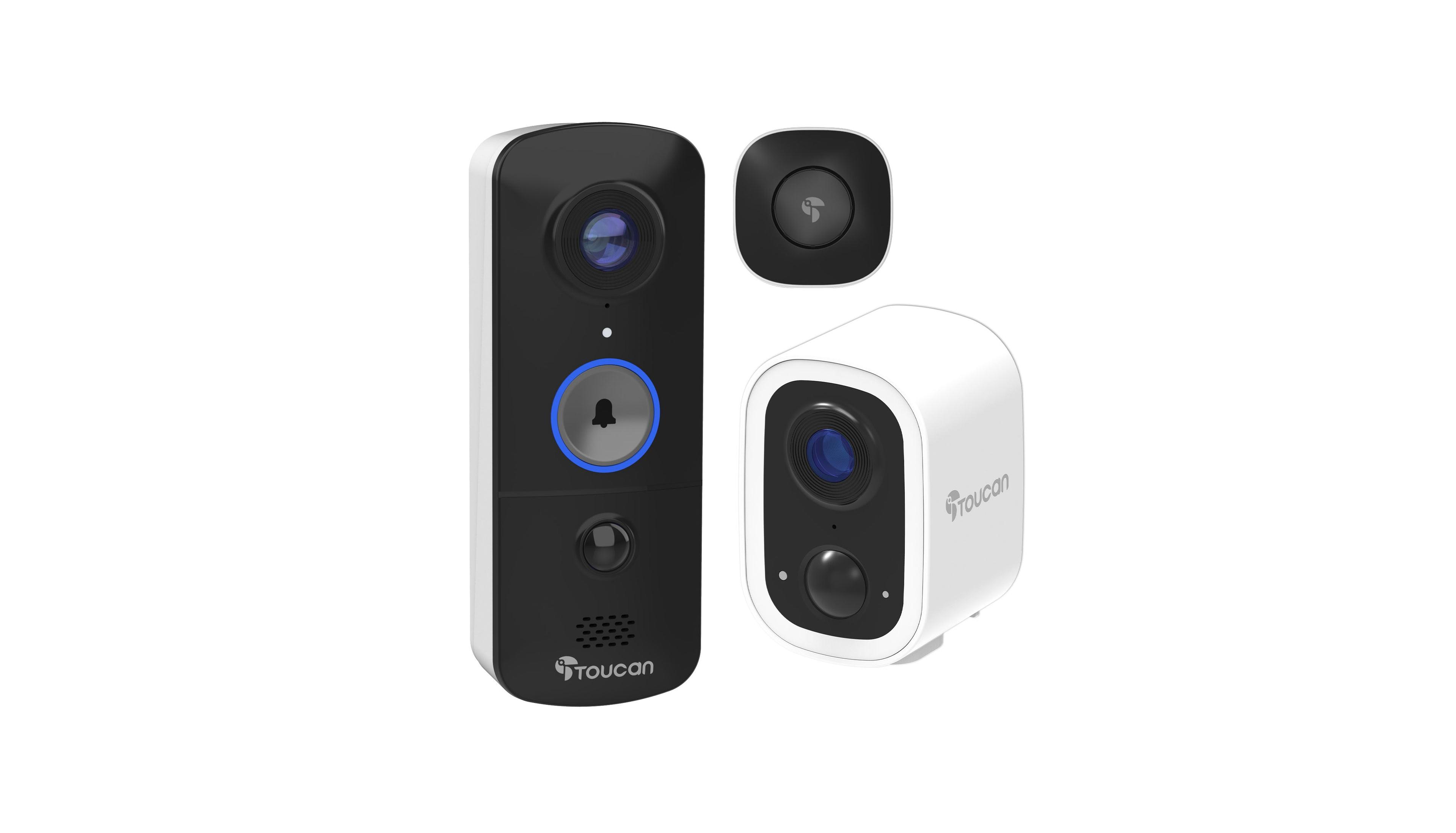 Toucan S4 and V3 Wireless 2K Security Camera and Video Doorbell, 2-Piece Set
