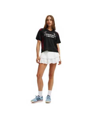 Women's V Neck Regular Cropped Graphic Tee