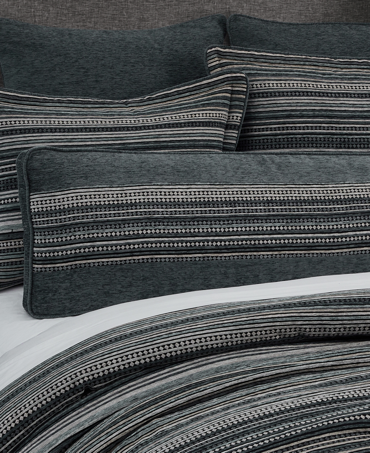 J Queen New York Parallel Reading Stripe Bolster Decorative Pillow, 15" x 52"