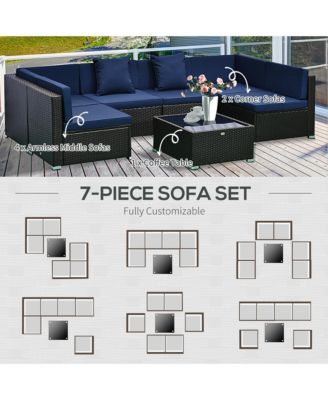 7pc Sectional Wicker Patio Furniture,