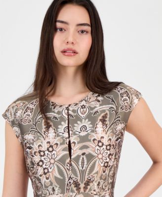 Women's Printed Extended V-Neck Dress