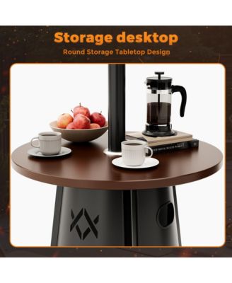 50,000 BTU Propane Patio Heater with 28" Round Storage Table and Adjustable Thermostat