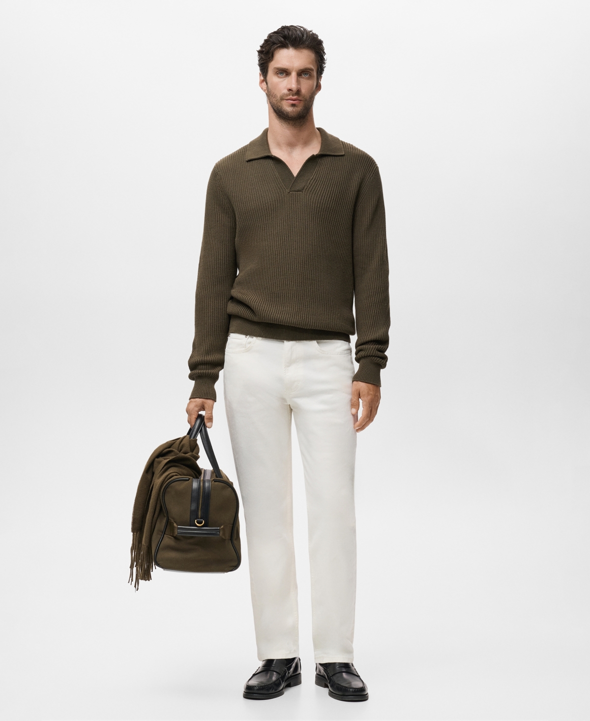 Mango Men's Structured Cotton Polo Sweater