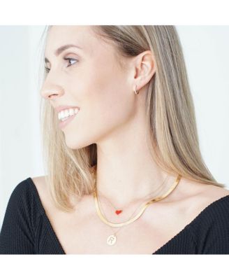 Large Herringbone Necklace 14K Yellow Gold - 5 millimeters - 18 inches