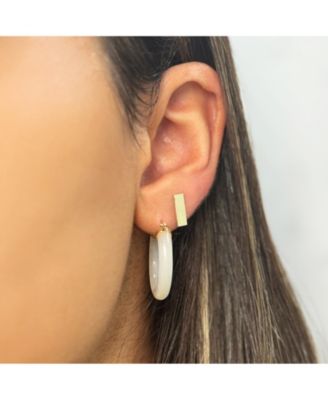 Mother of Pearl Hoop Earrings 14K Gold