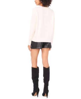 Women's Crewneck "Swiss Alps " Motif Long-Sleeve Sweater