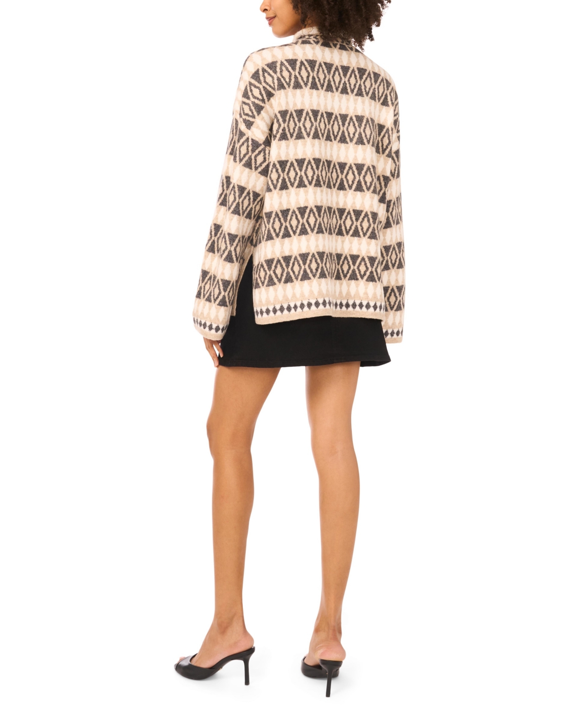 Vince Camuto Women's Diamond Pattern Turtle Neck Sweater In Brown