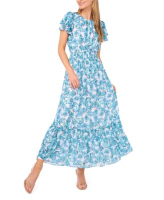 CeCe - Women's Double Ruffle Short-Sleeve Maxi Dress