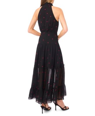 Women's Halter Tie Neck Tiered Maxi Dress