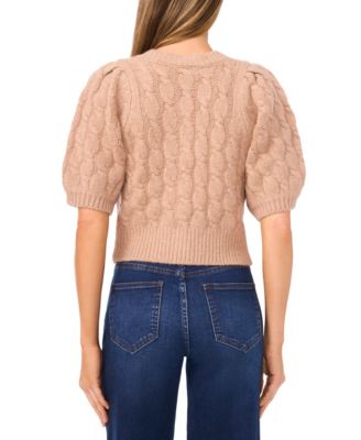 Women's Short-Sleeve Rhinestone Cardigan Sweater