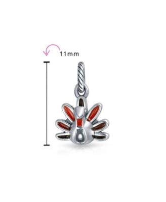 Thanksgiving Turkey Charm Bead in Sterling Silver