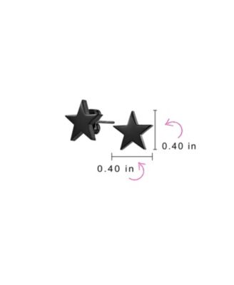 Set of 2 Patriotic Celestial Rock Star Stud Earrings Black Plated Steel 10MM