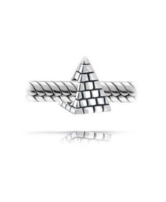 Set of 2 Vacation Travel Suitcase Luggage & Egyptian Pyramid Charm Bead Silver