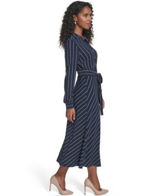 Women's Printed Long-Sleeve Midi Dress