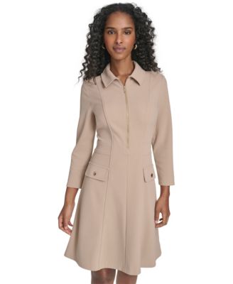 Women's Zip-Front Fit and Flare Dress