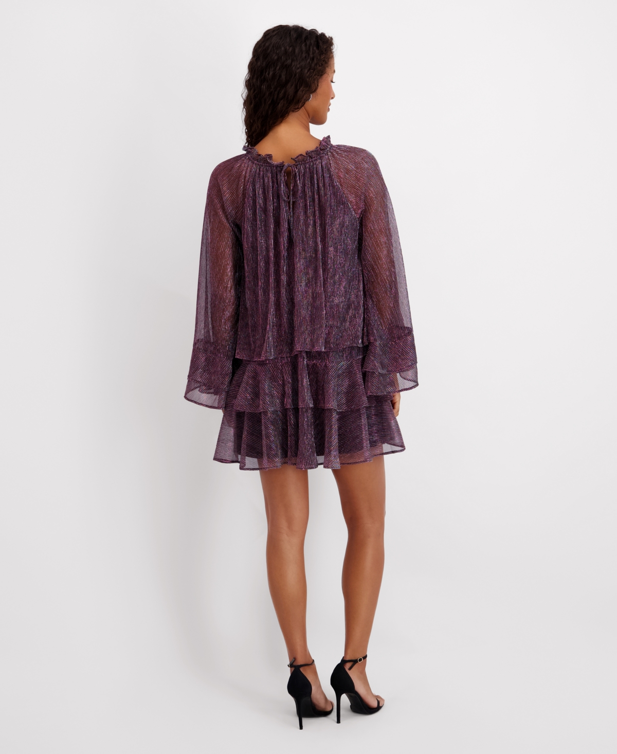 kensie Women's Shimmer Crewneck Short Dress