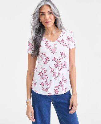 Women's Printed Short-Sleeve V-Neck T-Shirt