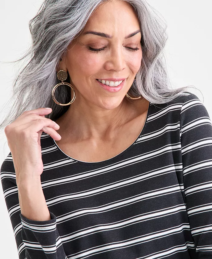 Women's Scoop-Neck Long-Sleeve Scoop-Neck Top, Macy's Exclusive - thumbnail 6