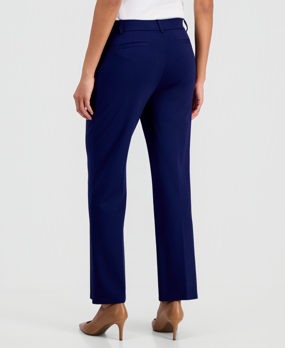 Kasper Women's Mid-rise Pull-on Straight-leg Pants, Regular & Petite In Blue