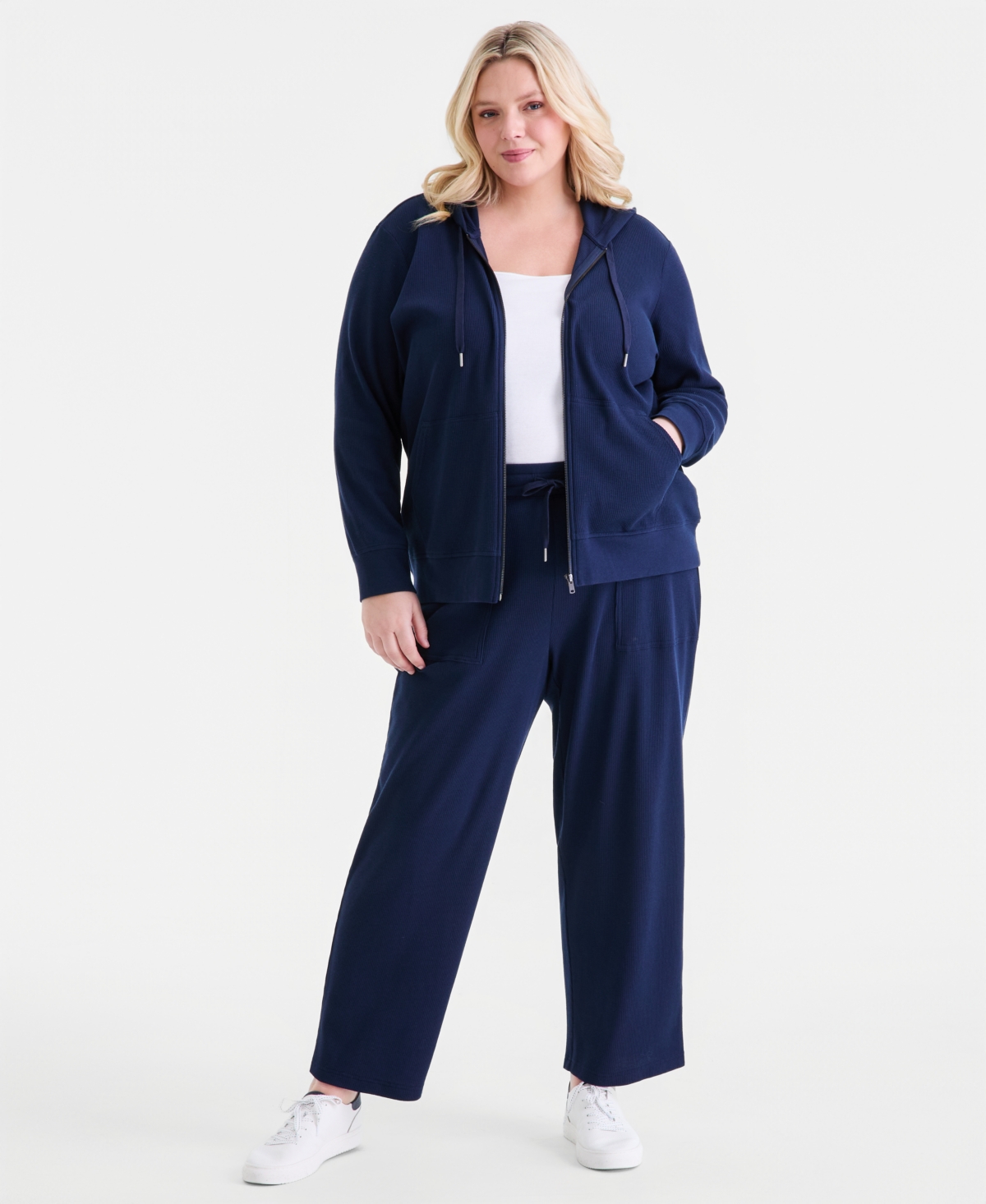 Style & Co Plus Waffle-Knit Zip-Up Hoodie, Macy's Exclusive