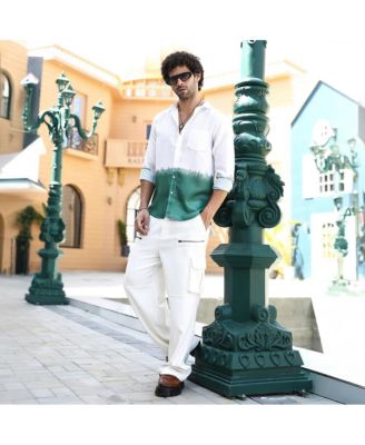 Men's Emerald Green Ombre-Plunge Regular Shirt