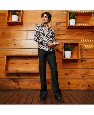 Men's Onyx Black & Cloud Grey Abstract Breezy Shirt