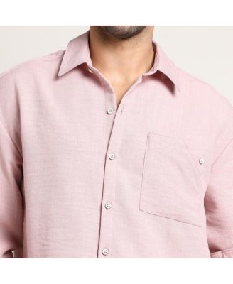 Men's Rose Pink Modular Solid Oversized Shirt
