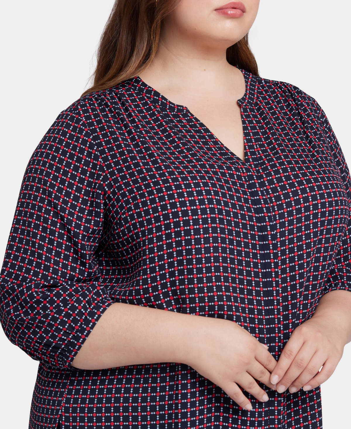 Nydj Plus Pintuck V-Neck Top