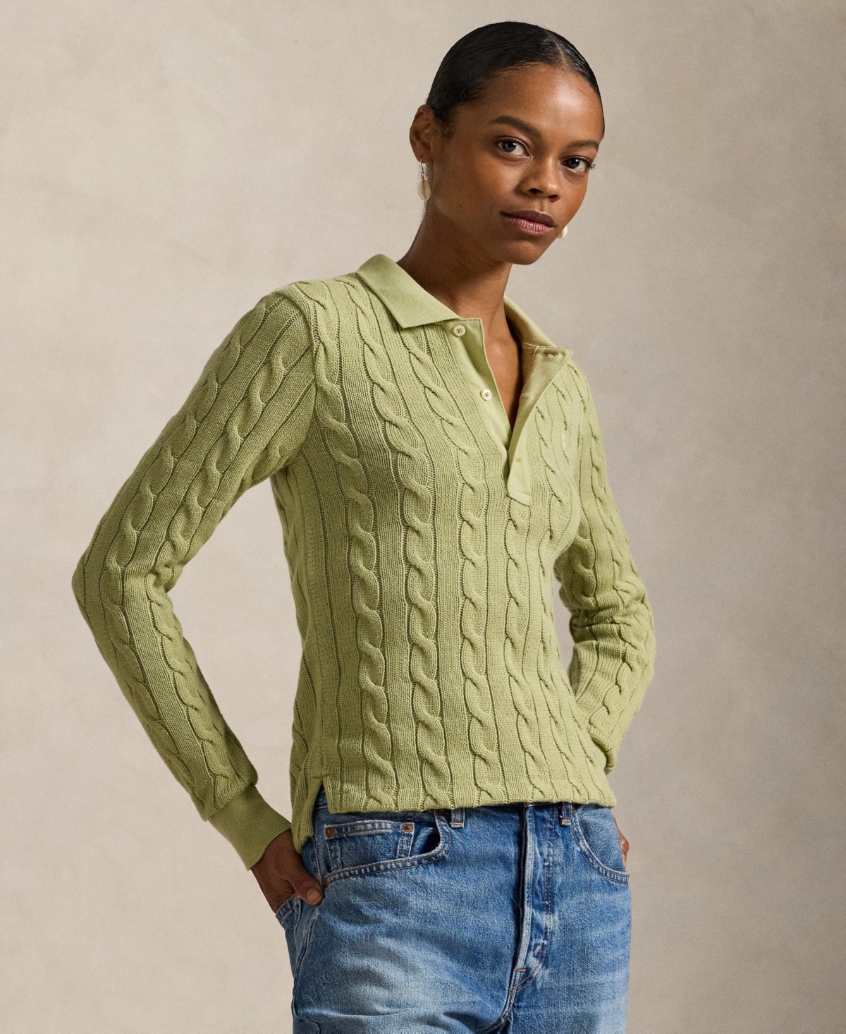 Polo Ralph Lauren Women's Cable-knit Polo Sweater In Green
