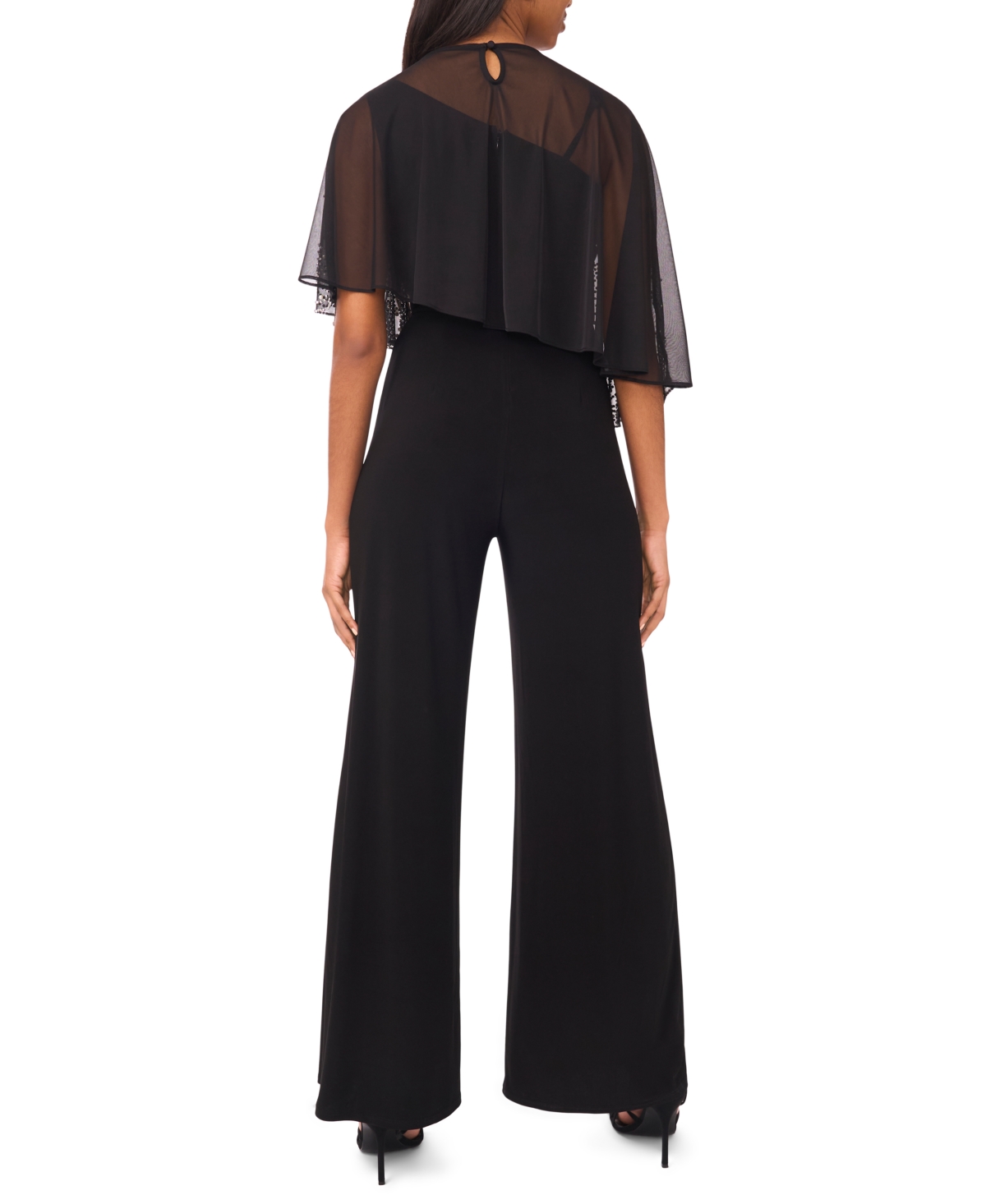 Msk Women's Asymmetrical Cape Crewneck Jumpsuit In Black