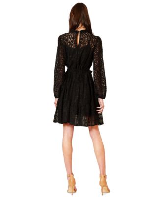 Women's Mock Neck Lace Short Dress