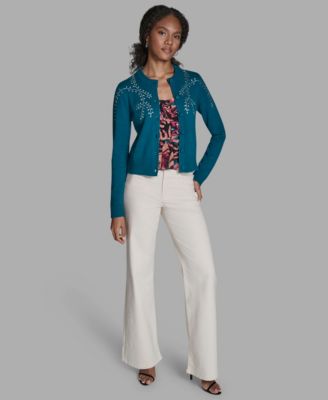 Women's Embellished Button-Front Cardigan