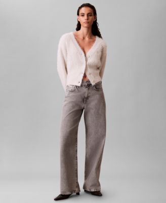 Calvin Klein Jeans - Women's Cropped Relaxed Long-Sleeve Cardigan