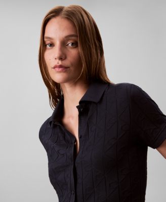 Women's Monogram Logo Jacquard Polo Top