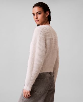 Women's Cropped Relaxed Long-Sleeve Cardigan